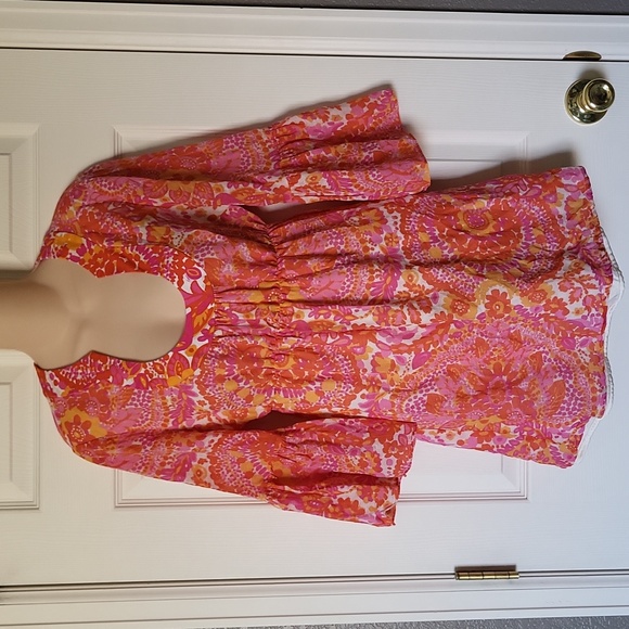 Trina Turk Bonita Orange Pink Retro Style Dress Size 6 - Picture 1 of 9